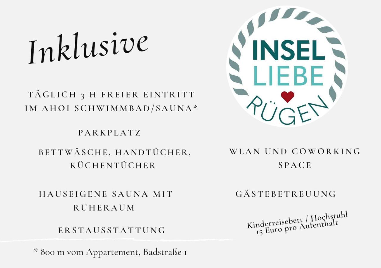Das Appartement Inselliebe Ruegen Inkl Sauna Und 3H Taeglich Eintritt Ahoi Schwimmbad Зеллин Экстерьер фото